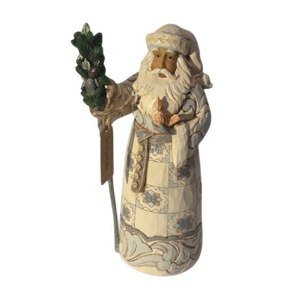 Jim Shore White Woodland Santa Gentle Giver Figurine Christmas Decor Cream - Picture 1 of 12